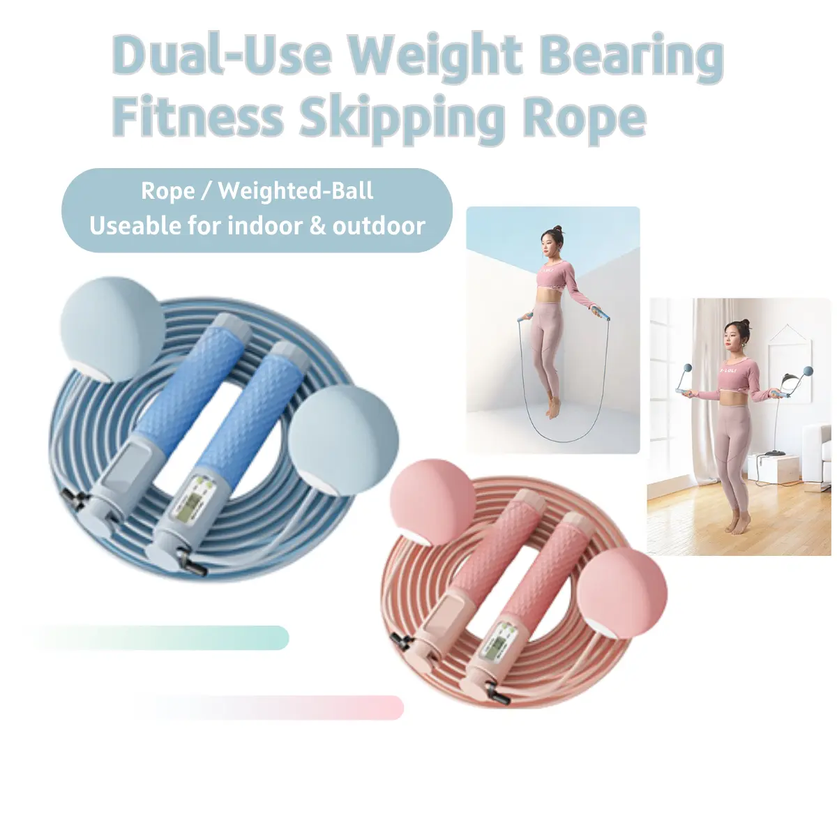 Heavy Skipping Rope Weighted Jump Rope Skipping Rope 65MM Weight Ball Digital Count Tali Skipping Cordless Jumping Rope Weight Loss Sports Fitness Equipment
