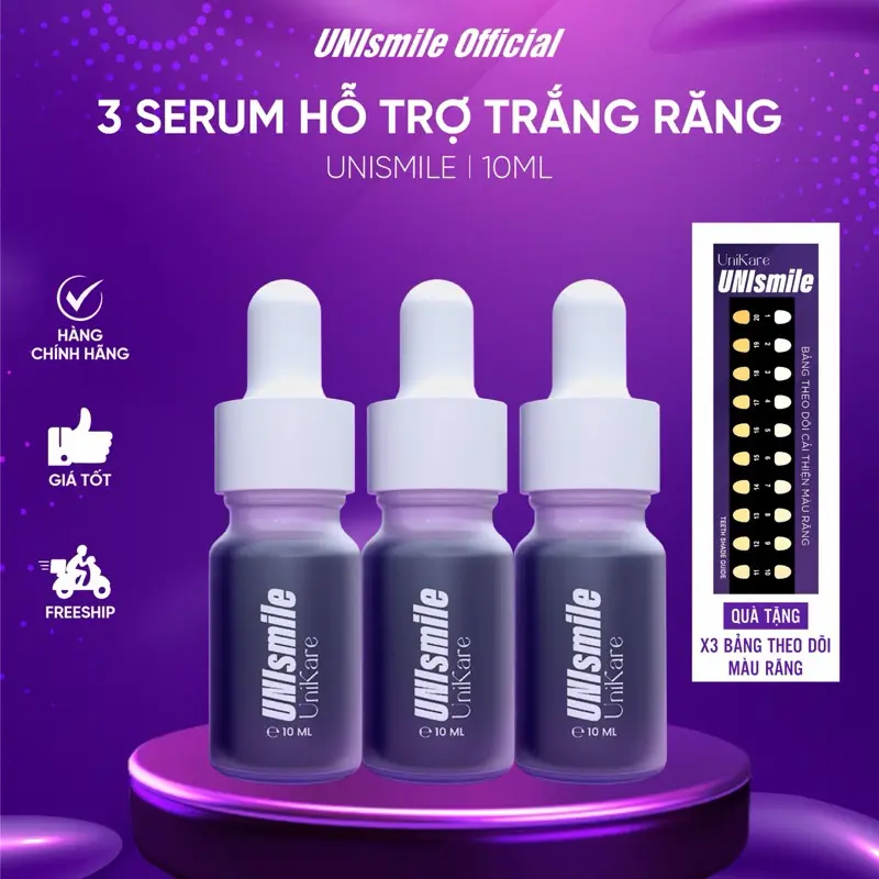 Combo 3 Serum Trắng Răng Unismile 10ml - Giúp Cải Thiện Răng Ố Vàng - Hỗ Trợ Làm Sạch Mảng Bám