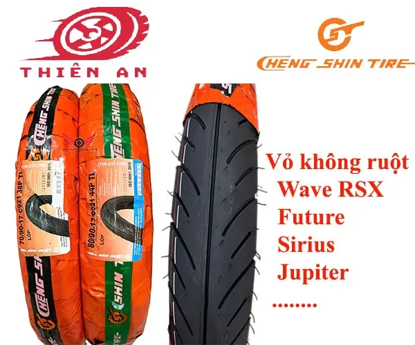Lốp xe CHENGSHIN 70/90-17+80/90-17 cho Wave RSX, Future, Sirius, Jupiter. Vỏ không ruột