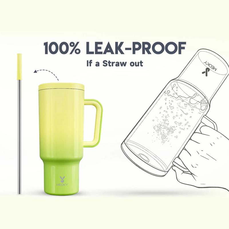Product Introduction of 【Meoky】40oz Classic Straw Handle Cup, Multi-grid Ice Cube Mold, Leak-proof Cup Lid, Silicone Handle, Non-slip Noise Reduction Pad At The Bottom, Stainless Steel Thermos Cup, Wide Mouth and Narrow Bottom for Easy Cleaning and Car Loading 9