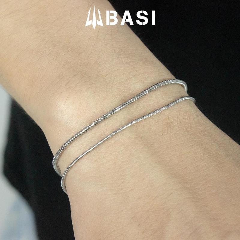 Vòng Tay Đôi Dạng Mảnh Đơn Giản Thép Titan Không Gỉ, Lắc Tay Sợi Mì Unisex Bracelet Basi Dạng Mảnh VT040