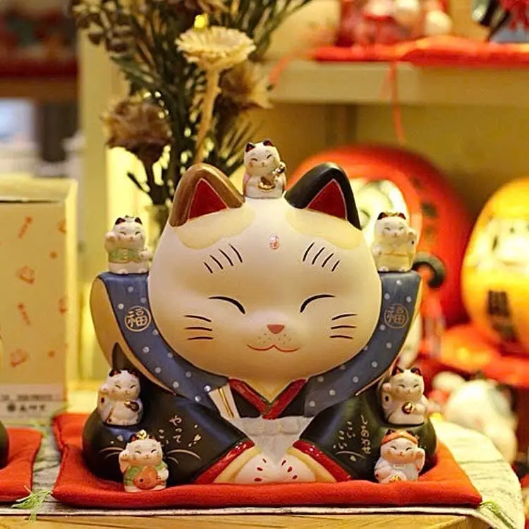 Mèo Thái Tử Lemiao Nhật Bản mặc trang phục truyền thống Kimono và 7 Vị Thần may mắn size lớn
