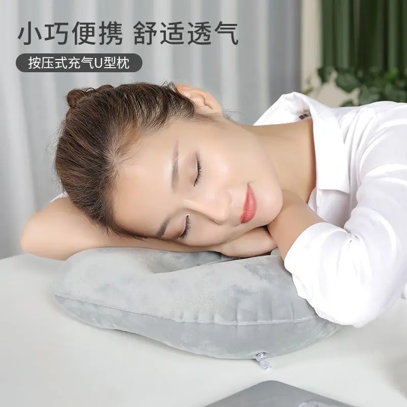 2025 Soft Inflatable Portable Pillow Travel by Car Office Nap Neck Protector U-Shape Pillow Inflatable grey anti-allergic pillows & bed wedges red anti-bacterial pillows & bed wedges pillow  case blue fade resistant sheets & pillowcases c  ada  r