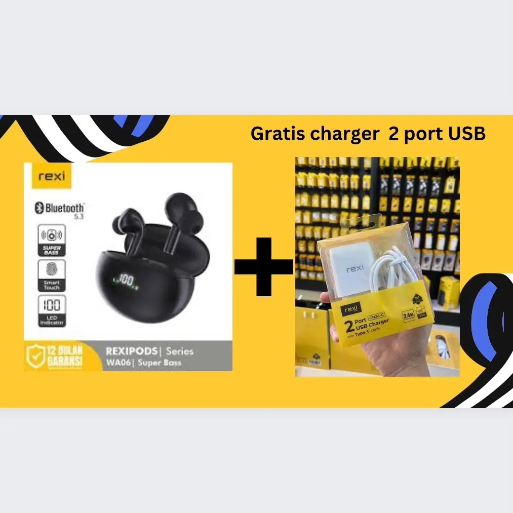 TWS Earphone bluetooth bergaransi gratis charger