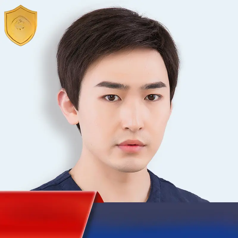 Rambut pendek wig pria, rambut nyata, usia tengah dan orang tua penutup kepala, rambut nyata, versi Korea, tampan, kirim rambut wig kepala ayah 3