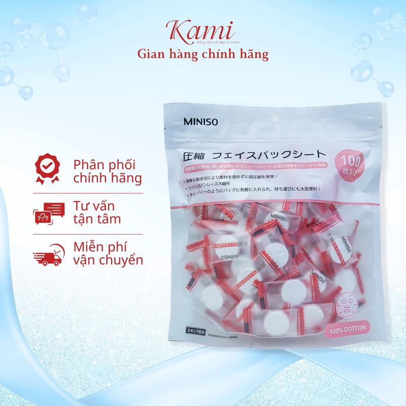  Mặt nạ giấy nén Miniso Nhật Bản 100 viên 