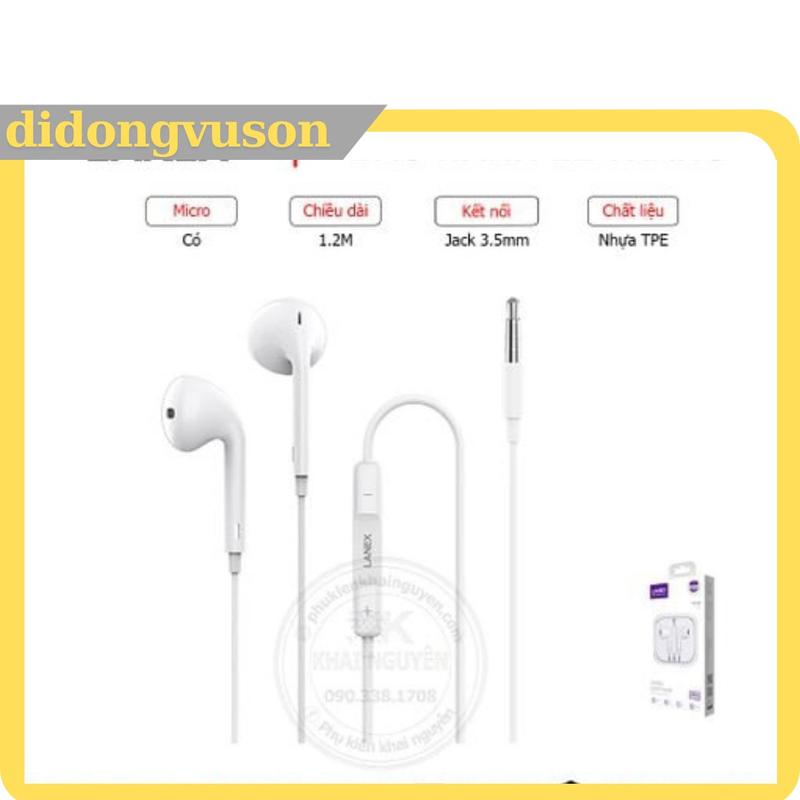 TAI NGHE DÂY TPE JACK 3.5MM CÓ MIC LANEX LEP-L08 - DÀI 1.2M - TĂNG ÂM LƯỢNG LỚN NHỎ TẤT CẢ DÒNG ĐIỆN THOẠI Nghe Nhạc Phone 0