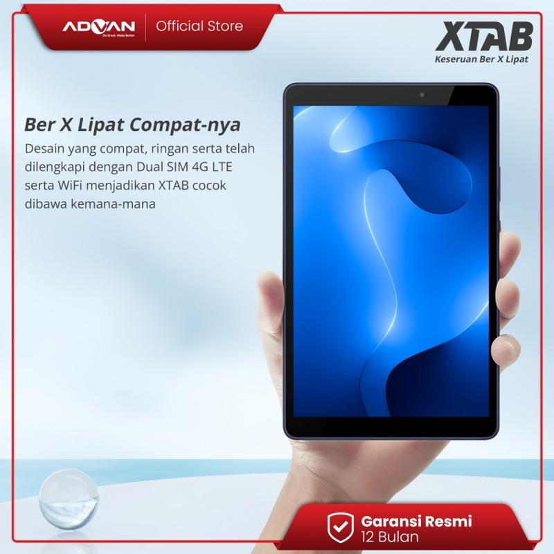 (FREE CASE) ADVAN XTAB 4GB/64GB 8" Inci Quadcore T310 Tablet Android 13 HD IPS Dual SIM 4G LTE Dual Camera WiFi Bluetooth 4