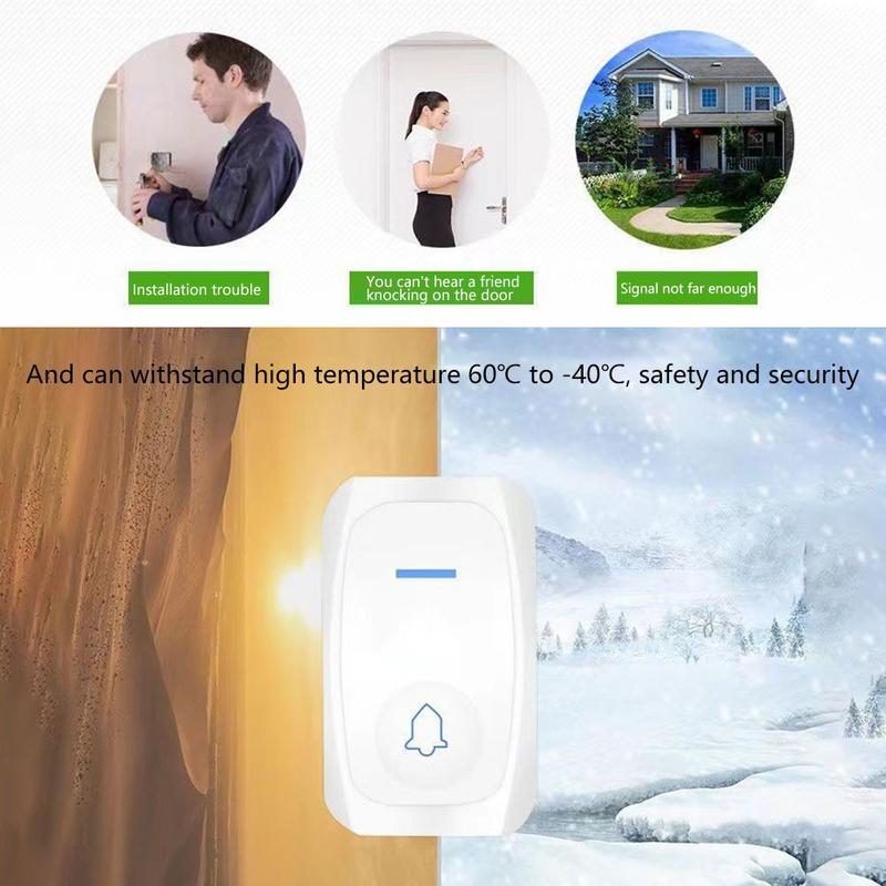 Chuông Cửa Không Dây, Âm Lượng Cao, Thích Hợp Cho Người Già, Nhà Thông Minh, Hỗ Trợ 32 Nhạc Chuông 2