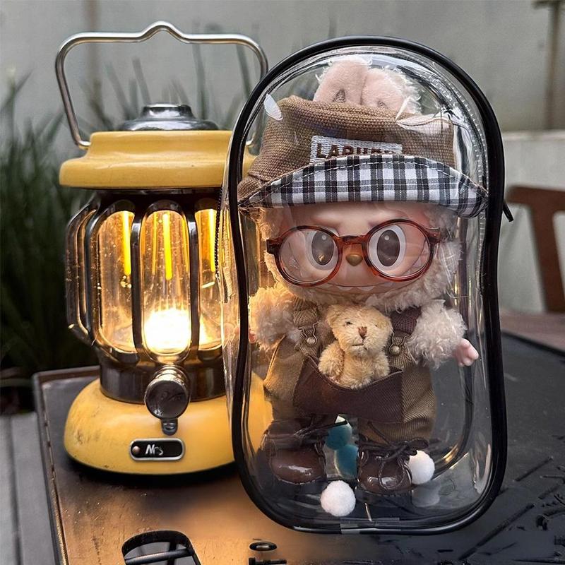 Product Introduction of [Only Bag] Transparent Storage Bag For 15-17CM LABUBU Dust Proof Cotton Doll Baby Walking 19cm Hanging Bag 14