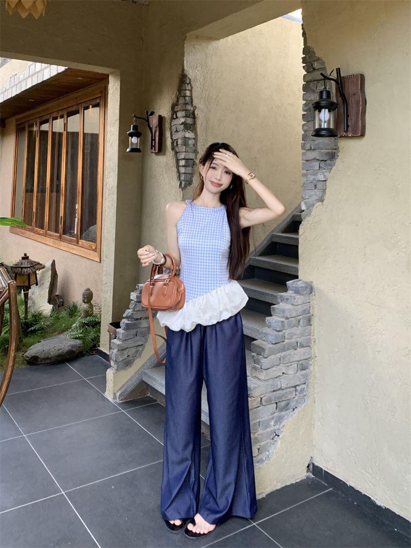 Product Introduction of Áo Vest Cổ Yếm Kẻ Sọc, Hàng Mới Về Mùa Hè, Thiết Kế Sang Trọng, Không Tay, Khâu, Dây Đeo Spaghetti Bất Đối Xứng Phong Cách Cô Gái Nóng Bỏng, Áo Trên 17