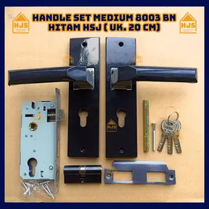 Handle set Pintu Tanggung / Medium 20cm handle pintu Kotak HSJ 8003 BN / handle pintu minimalis / gagang pintu hitam elegan