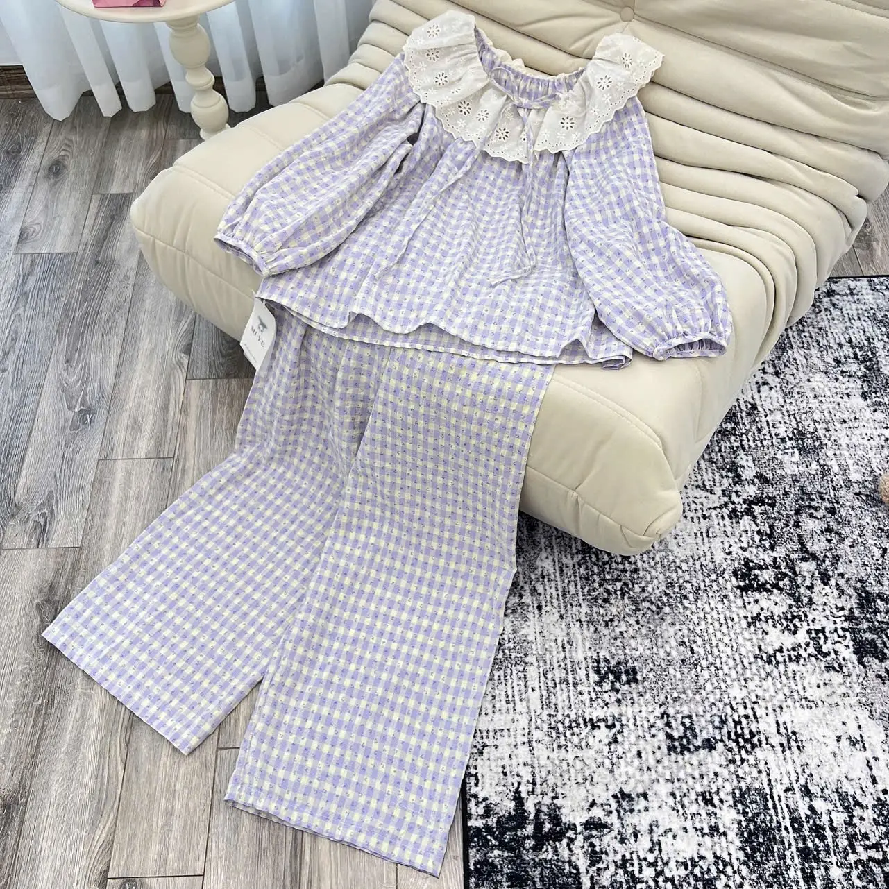 Hạ Vy- Set thô 3009 kẻ tím