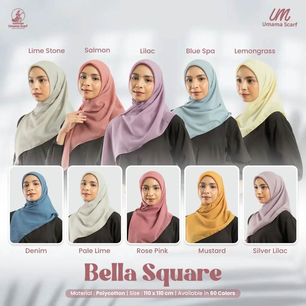 Part II - Bella square Umama original 60 warna lengkap / Polycotton Tepi Neci