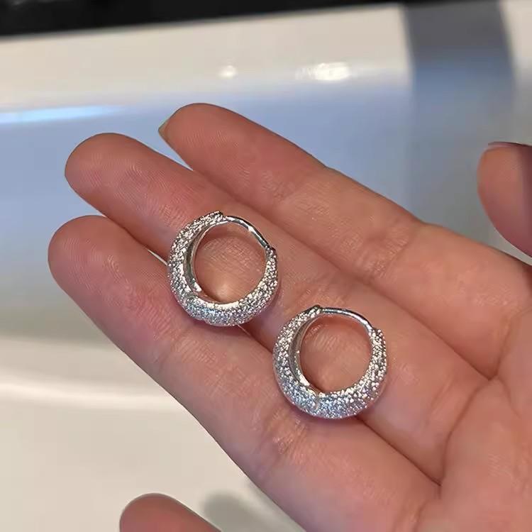 Metal Minimalist Matte Hoop Earrings New High-end Stud Earrings Unique Temperament Ear Jewelry for Women 6