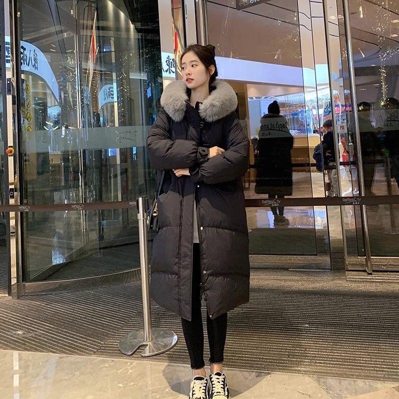 Áo phao siêu nhẹ lông nhân tạo dáng dài cổ lông chồn( G2 )QCCC Nữ