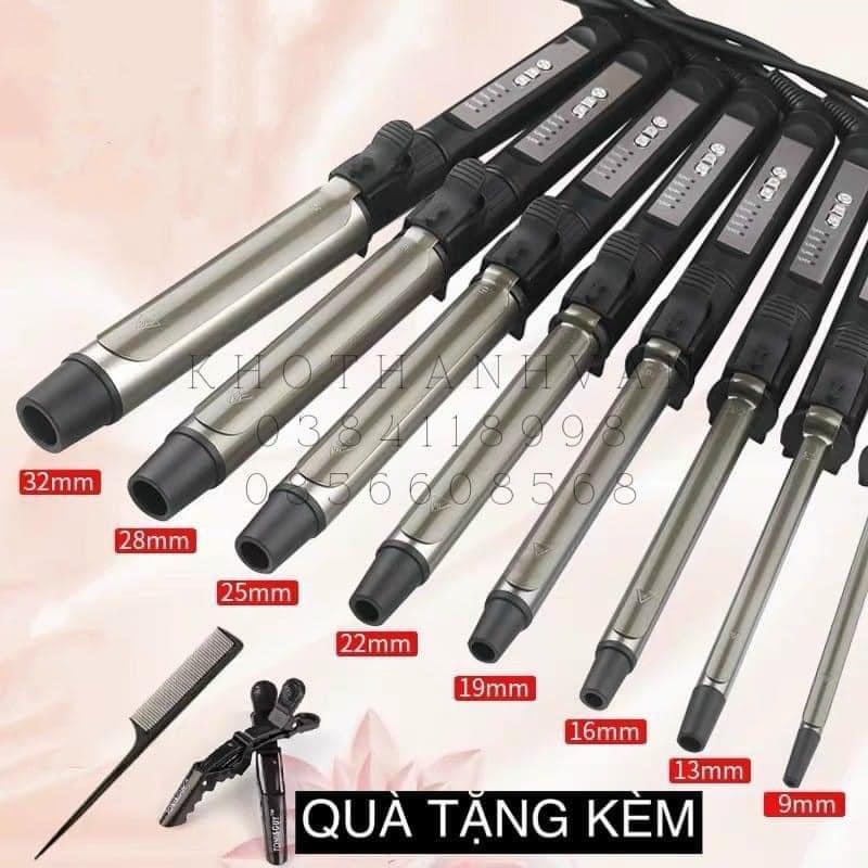 Máy uốn tóc mạ Gương trục xoay 360 tặng kèm lược và kẹp