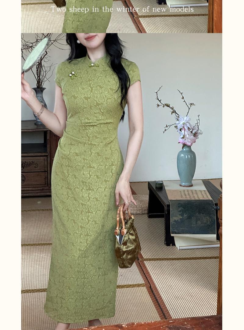Product Introduction of Sườn Xám Hoa Hồng Trung Quốc Phong Cách Quốc Gia, Váy Dài Vừa Vặn Cao Cấp Váy Jacquard, Thích Hợp Cho Mùa Xuân Và Mùa Hè 2024 Nữ Women Dress 6