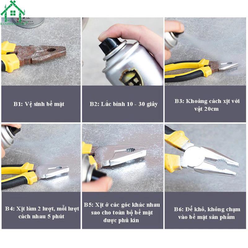 【Rẻ】Sơn Bạc Mạ Crom Sơn Xịt Mạ Chrome Sáng Bóng 350ml - Chai Sơn Mạ Siêu Bóng-Sơn xe bình  xịt  crom  mạ  bạc 8
