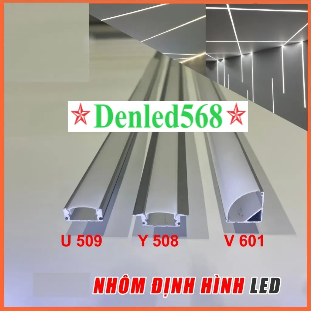 Nhôm định hình led dán nội thất, máng nhôm dây led cuộn hắt trần decor phòng khách trang trí tủ kệ