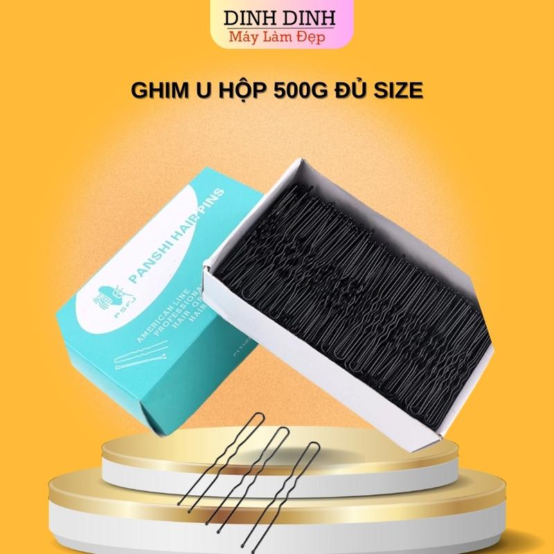 Kẹp tăm U (hộp 500g), kẹp ghim tóc, kẹp tăm đen, ghim chữ U các loại 3 size dùng Trang điểm, makeup