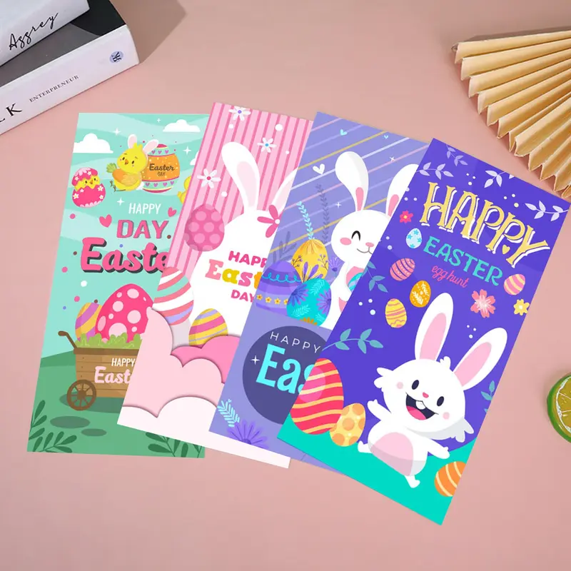 Easter Themed Candy Bag, 50pcs/set Cute Rabbit Egg Pattern Gift Bag with Twist Tie, Gift Wrapping Supplies for Party Festival Birthday 5