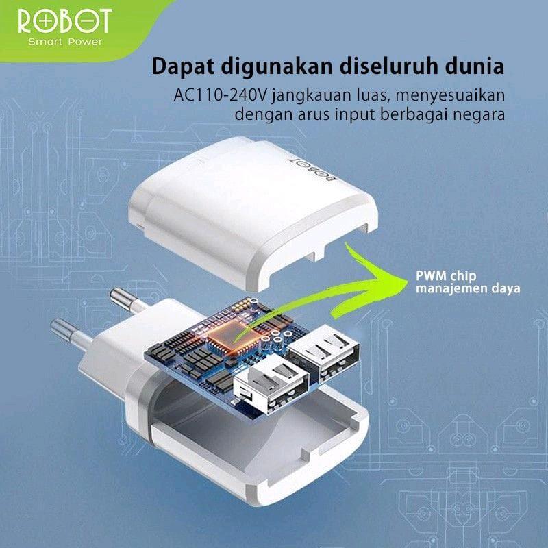 Charger Robot RT-K17/RT-K9 2.1A 2 USB Quick Charger For micro usb/Type C Fast Charging Kabel 4