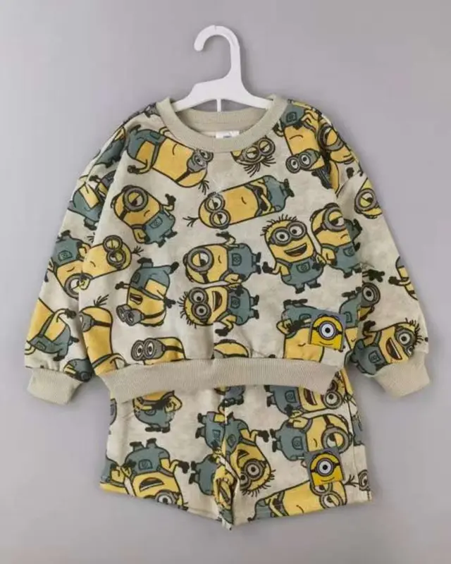 Clay Kids - Setelan sweater lengan panjang celana pendek unisex import 1