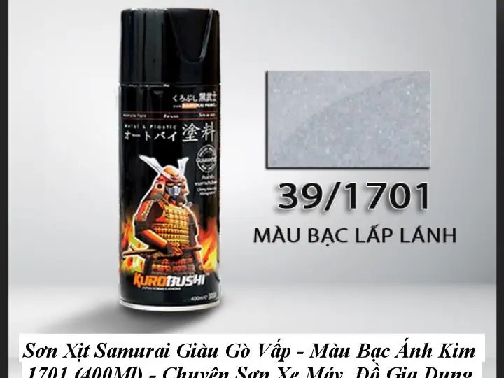 Sơn Xịt Samurai - Màu Bạc lấp lánh 1701 (400Ml) - Chuyên Sơn Xe Máy, Đồ Gia Dụng