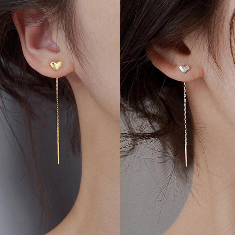 Product Introduction of 1Pair Heart Earrings Ins Temperament Long Heart-shaped Earrings Tassel K8Y8 33
