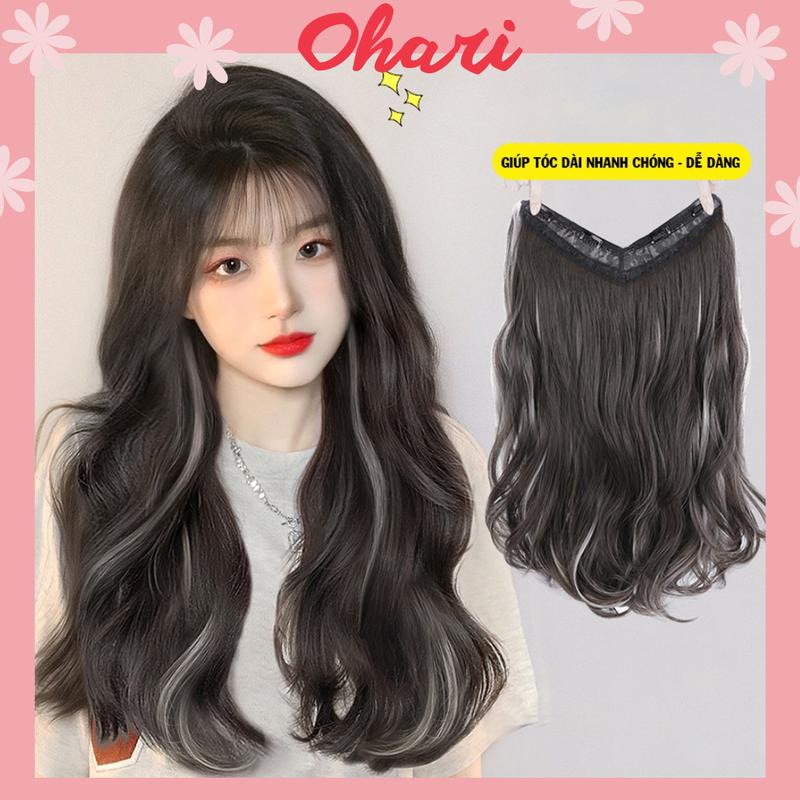 Tóc giả Ohari tóc kẹp nửa đầu highlight xoăn sóng trẻ trung tóc kẹp chữ u light T08