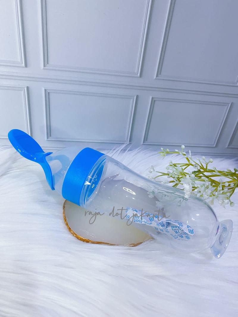 Product Introduction of Botol sendok makan bayi silikon 90ml - alat makan bayi - mpasi Pink Pink Biru lateks gratis piring set peralatan bayi Accessories Perlengkapan 5