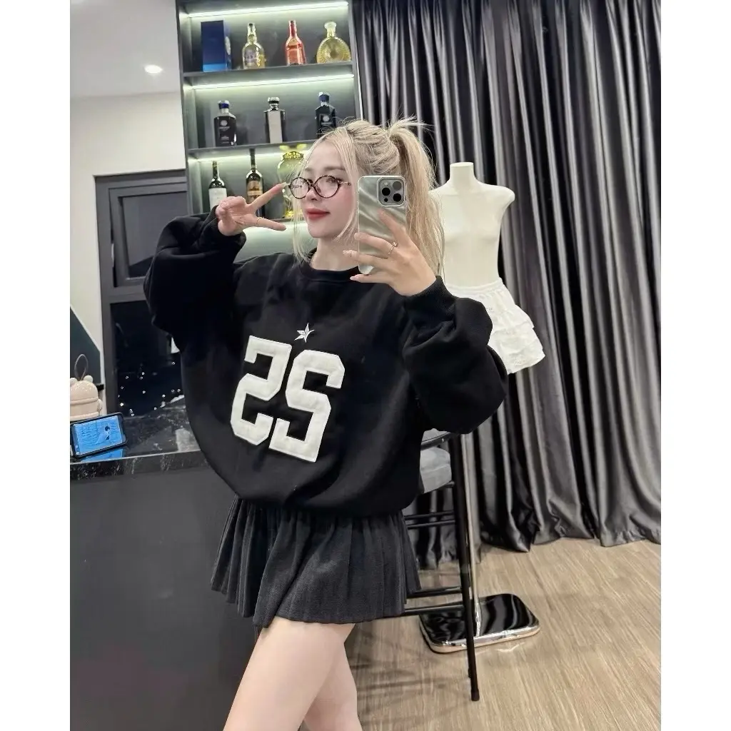 Áo nỉ số 25 lót nhung nữ hàng QC TOP WOMEN