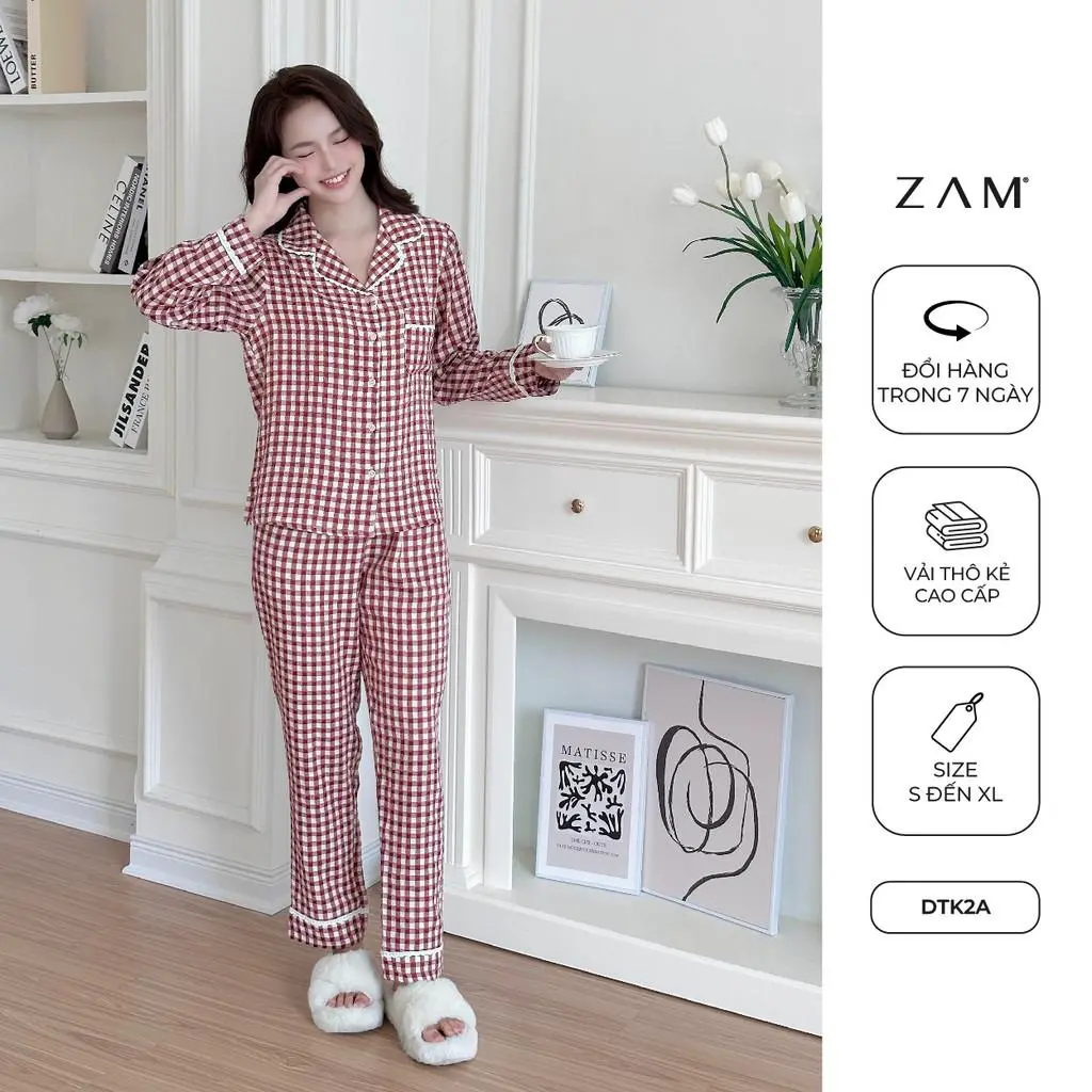 BỘ MẶC NHÀ ZAM - DTK - BỘ DÀI TAY KẺ THÔ COTTON