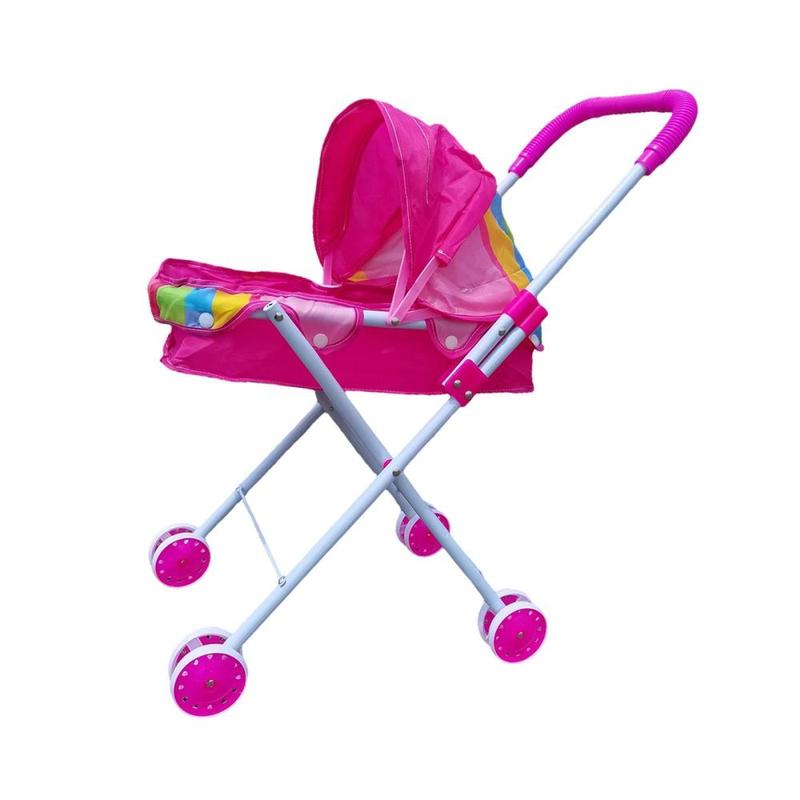 Doll Stroller Playing Pretend Game Educational Toy Foldable Stroller Children Simulation Pushcart for Infant Ages 0-2 Years 0