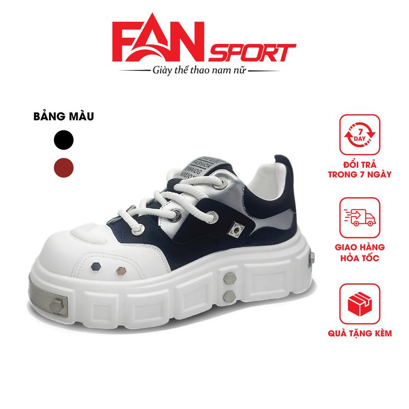 Giày Thể Thao Nam Sneaker Đế Bằng FAN SPORT - G50_02, Giày Nam Cao Cấp 2 Màu Cá Tính, Giày Da Siêu Mềm, Đế Cao Su Non Giả Đinh Đồng Hầm Hố Cao 5cm nhẹ