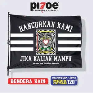 BENDERA SPANDUK UMBUL UMBUL KAIN HANCURKAN KAMI JIKA KALIAN MAMPU PSHT SETIA HATI TERATE, Tali pojok, Warna pekat, awet tidak mudah pudar