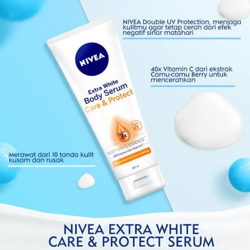 BUNDLING 3 Pcs NIVEA EXTRA WHITE PROTECT 180 mL (Free Gift) 3