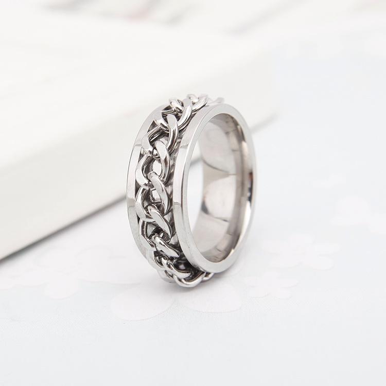 Product Introduction of New Simple Lucky Jewelry Men's Titanium Steel Rotatable Open Beer Bottle Chain  Domineering Personalized size 2 ring 19