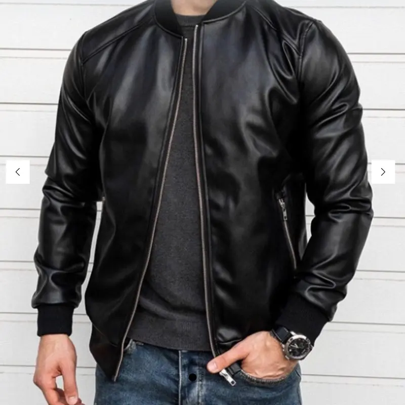 JAKET KULIT PRIA tebal  waterproof  keren  hitam  cowok  zipper  distro 2