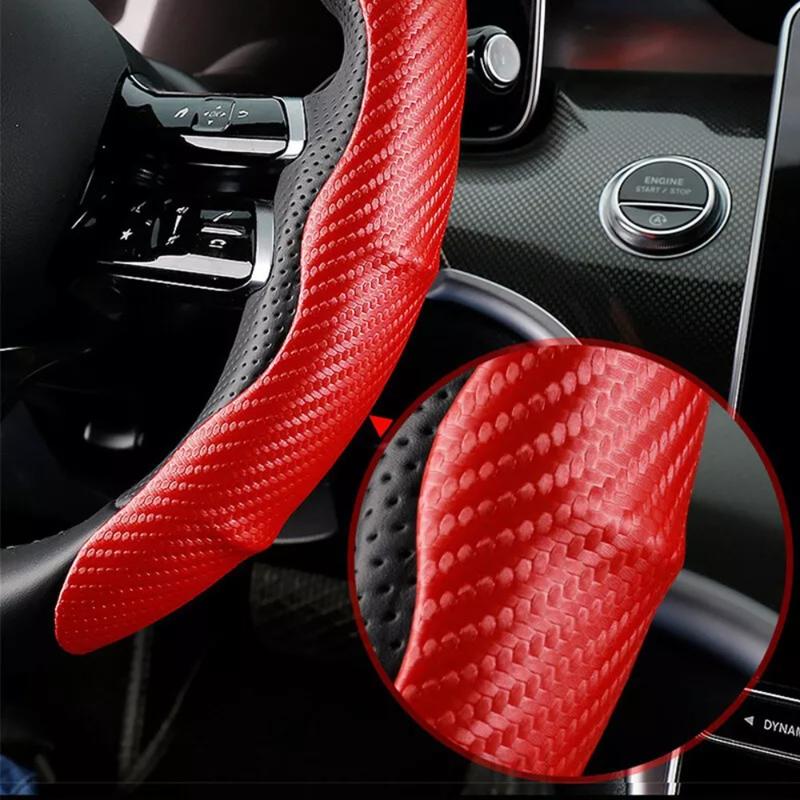 Universal Carbon Fiber Car Steering Wheel Cover Car Accessory Non-Slip Steering Wheel Booster Cover Car Steering Wheel Grips Cover 2