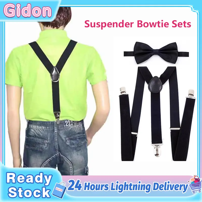 Suspender Bowtie Sets Adjustable Elastic Suspenders Accessory Sets Help Keep Pants In Place For Boys Girls