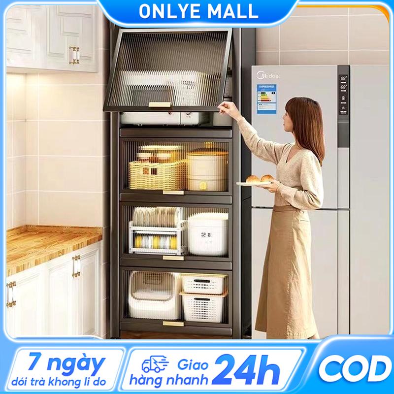 ON-Tủ Bếp 5 Tầng Thông Minh Di Động 1m - Giá Để Lò Vi Sóng & Nồi Chiên Không Dầu Dung Tích Lớn | Thép 304 Chống Ẩm 90%, Bánh Xe Thông Minh Tránh Vật Cản Tự Động, Tiết Kiệm 80% Diện Tích Bếp Việt