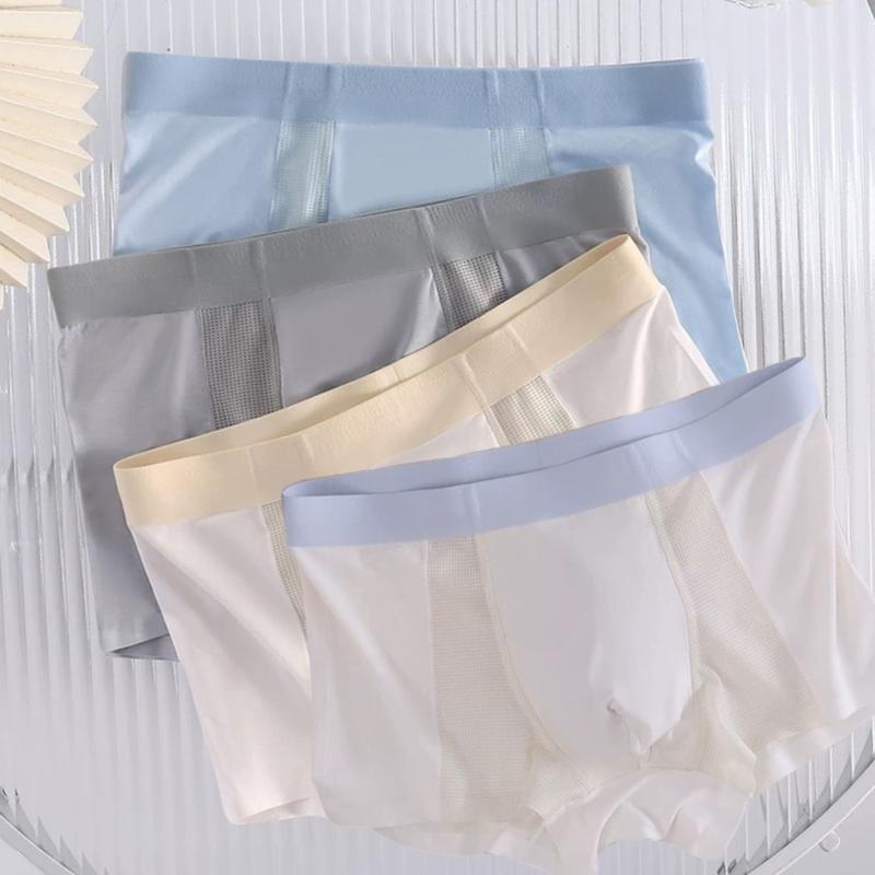 Sét 4 quần sịp nam boxer VENT SILK thun lạnh cao cấp quần lót nam co dãn đàn hồi mềm mịn thoáng khí Menswear Quần Boxer Quần Lót Nam