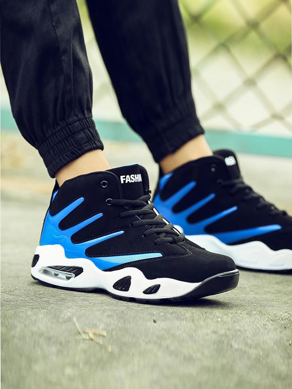 Men's 2024 New Arrival Summer Colorblock Lace Up Front Basketball Shoes, Casual Comfortable High Top Sneakers for Outdoor Sports, Running Shoes for All Seasons Bounciest Basketball Shoes,  High Top Tracks 7
