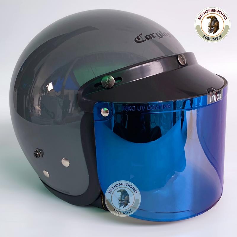 Helm Cargloss cfm DARK GRAY GLOSY Half Face Original Helmet 4