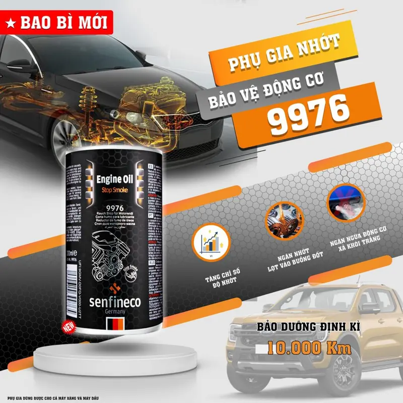 ( Tặng áo thun khi mua 2 chai) Phụ gia nhớt bảo vệ động cơ Senfineco 9976 Engine Oil Stop Smoke dung tích 300ml 1