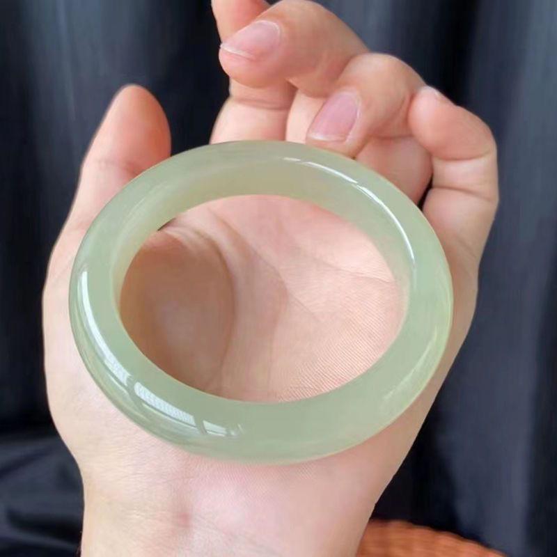 Vòng Tay Ngọc Bích Hòa Điền Ngọc Bích Trắng Xanh Lục Thanh Minh, Độ Tin Cậy, Dành Cho Nữ, Ngọc Bích Màu Hồ Và Xám, Ngọc Bích Tự Nhiên, Vòng Tay Ngọc Bích Zi Từ Tân Cương 3