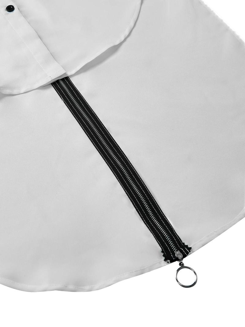 Product Introduction of Women's Plain High Low Hem Button Front Blouse, Casual Drop Shoulder Long Sleeve Top for All Seasons, Ladies Clothes for Daily Wear 18