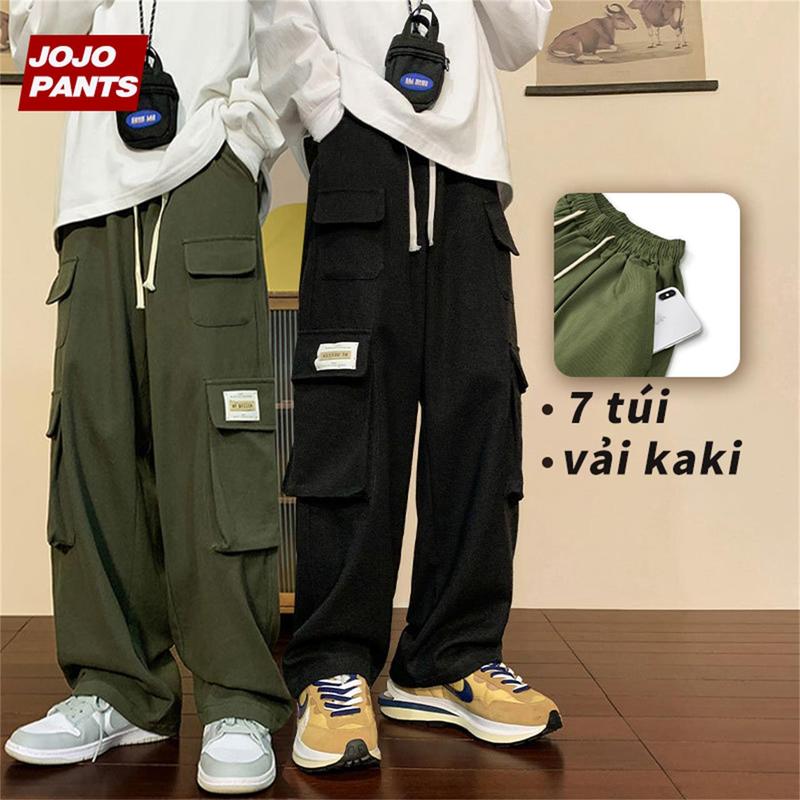 Quần Túi Hộp Nam ống rộng phong cách hàn quốc baggy 7 Túi quần dài quần túi hộp thời trang Màu Trơn  Mới HIPHOP Menswear Pants Cotton